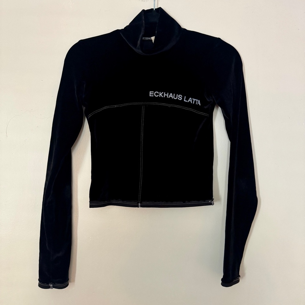 Eckhaus Latta Black Lapped Velvet Top